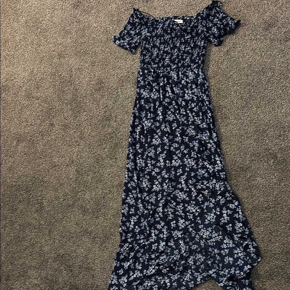 Francesca’s Blue Floral Off the Shoulder Maxi Sundress